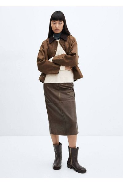 MANGO Woman Polo collar textured sweater