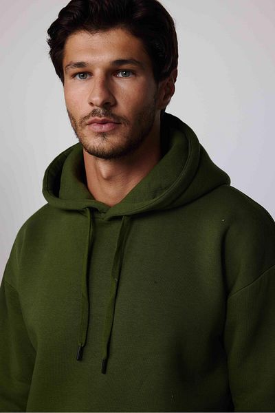 Tudors Πράσινο Unisex Oversize φλις βαμβακερό φούτερ - απαλή υφή, κουκούλα