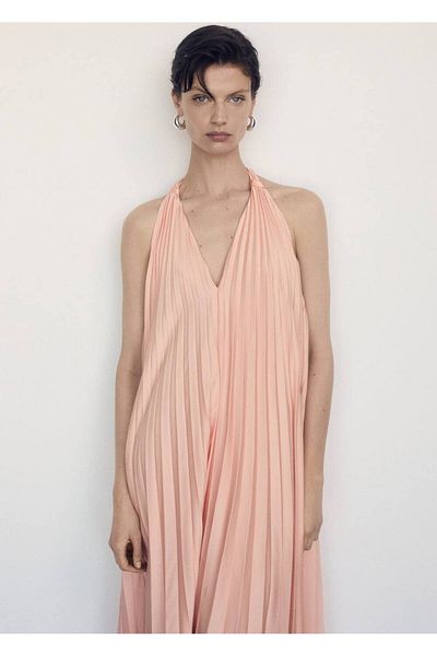 MANGO Woman Πλισέ μακρύ φόρεμα