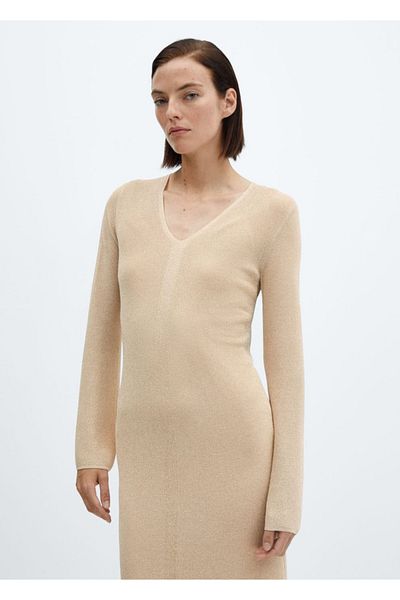 MANGO Woman Rochie midi tricotaj strălucitoare