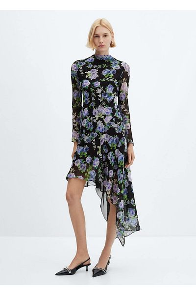 MANGO Woman Asymmetrical Floral Dress