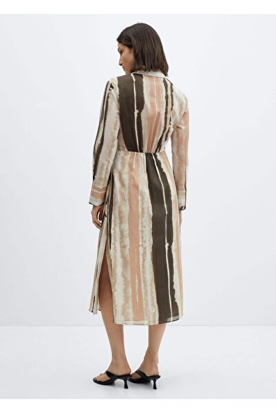 MANGO Woman Batik Bağ Detaylı Gömlek Elbise