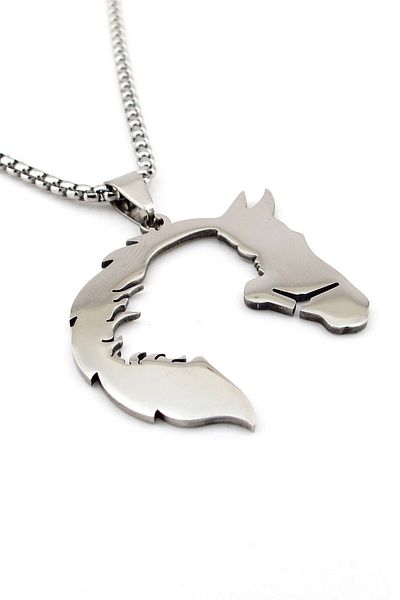Solfera Racing Horse Women's Silhouette Custom Tadarim Bright Steel Chain Men's Necklace Q0954