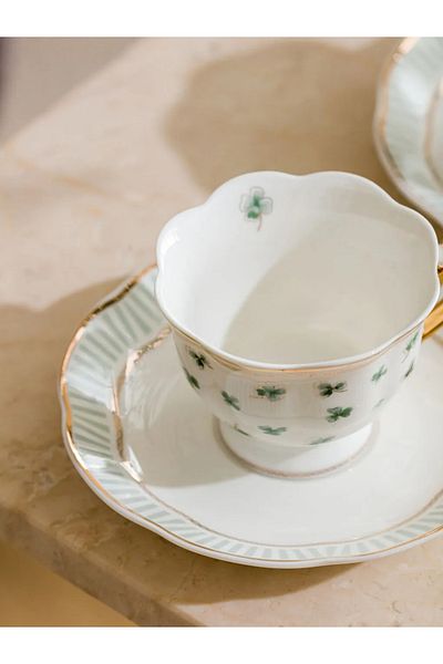 LC Waikiki Lcw Home Green Clover Printed Coffee Cup Set for 2 People