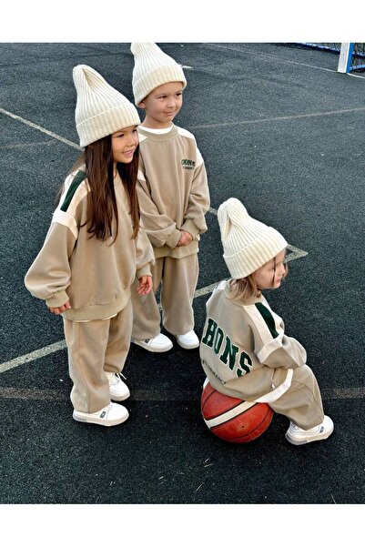 Butik Chons Baskılı Unisex Çocuk  Sweatshirt  Alt-üst Takım