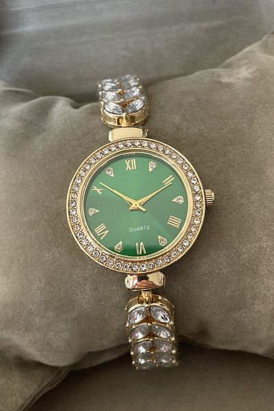 Leerybee Nla-210 Model Leaf Stone Detailed Women's Wristwatch
