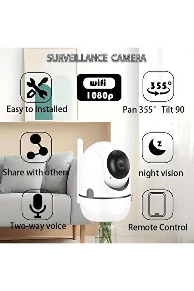 Burroe Atalier HD1080P Kablosuz WiFi Ev Güvenlik Kamerası  Tam Renkli Gece Gö...