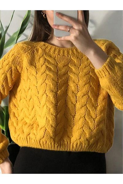 Flow Mi̇sseale Zero Collar Knitted Short Sweater