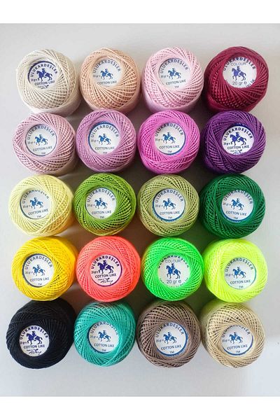 ULUKARDEŞLER İPEKYOLU Cotton Like Number 3 Punch Thread Set 1 (20 Colors X 20 Gr)