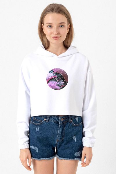 Tshirthane Linkin Park from Zero White Optical Women's Crop Hoodie