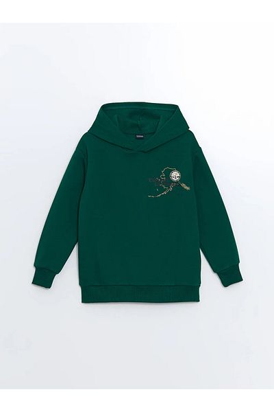LC Waikiki LCW Kids Green Hooded Boys Χοντρή φόρμα αθλητικής φόρμας