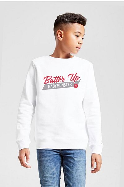 Tshirthane Hanorac alb pentru copii Babymonster Batter Up 2ip