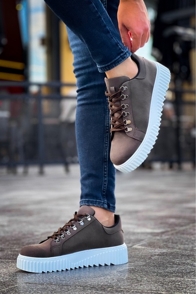 BOA Ba0505 Hook Lace-Up Brown White Sole Casual Shoes