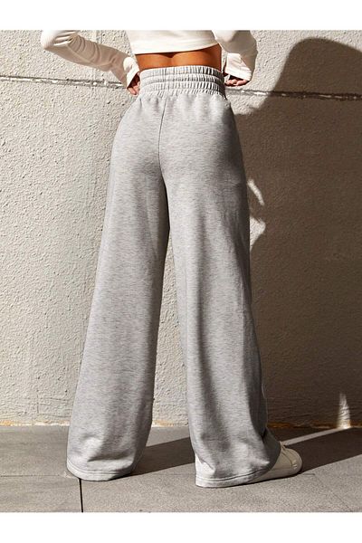 Miyalon Unisex Φούτερ με δύο κλωστές ελαστική μέση Oversize φαρδύ πόδι ελαστικό