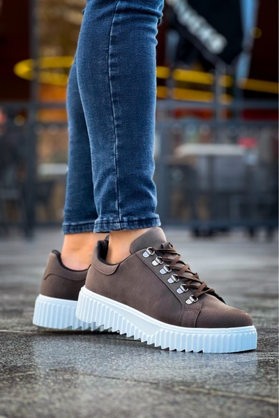 BOA Ba0505 Hook Lace-Up Brown White Sole Casual Shoes