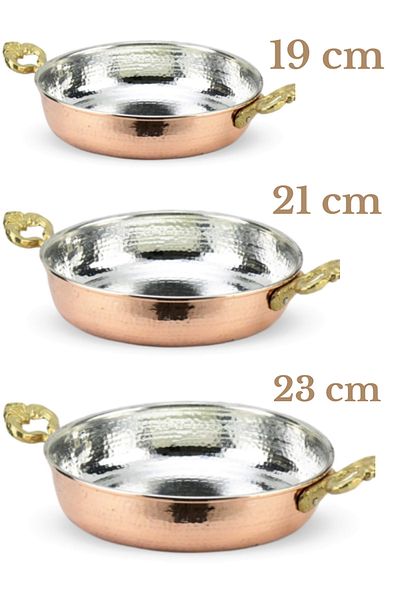 Efsoon Organics Copper Egg and Queue Pan Thick and Heavy Quality 3 Pieces - 19, 21, 23 cm