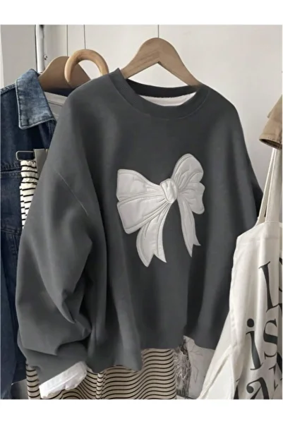 MOONBULL Women's Ribbon Printed Oversize Sweatshirt