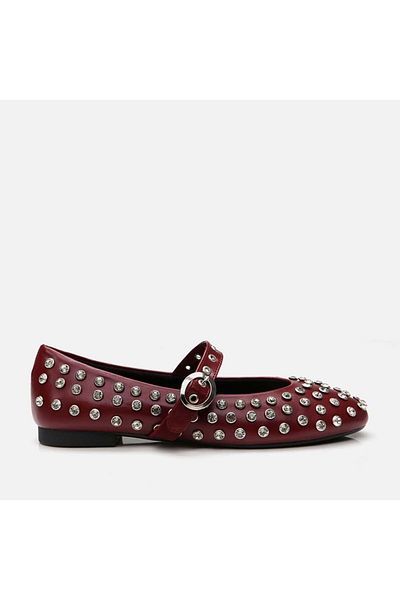 Yaya by Hotiç Balerini de piatră pentru femei Mary Jane Burgundy