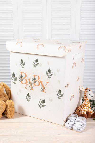 HomyJRs Baby Printed Covered Large Laundry Dirty Toy Box 50 X 40 X 30