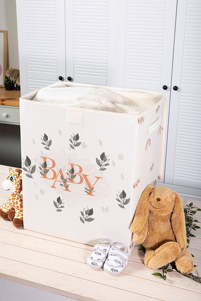 HomyJRs Baby Printed Covered Large Laundry Dirty Toy Box 50 X 40 X 30