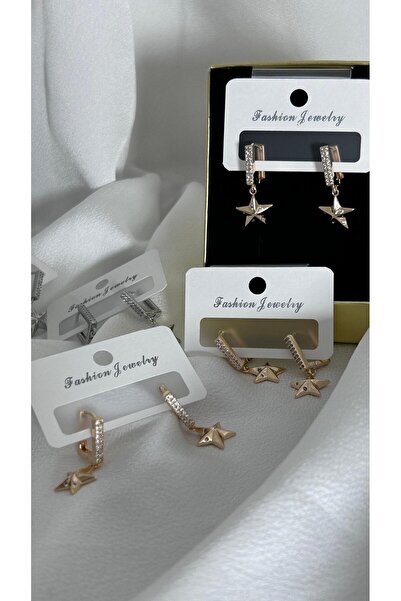 Fashionel toptanhanem Zarif Minik Yıldız Çelik Küpe | Gold Kaplama