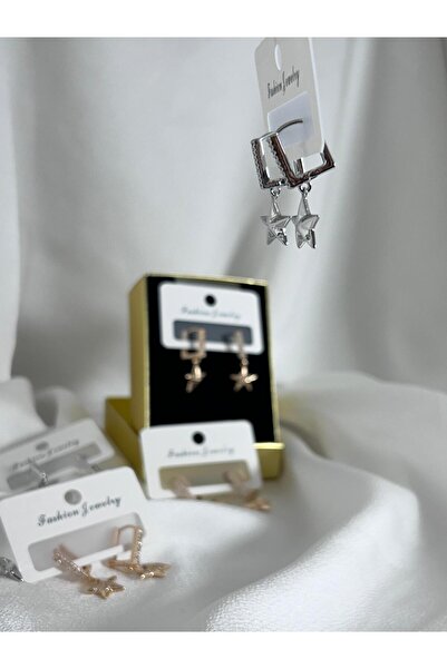 Fashionel toptanhanem Zarif Minik Yıldız Çelik Küpe | Gold Kaplama