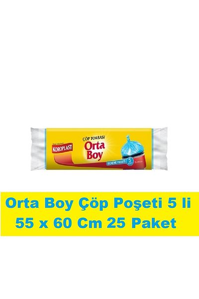 Koroplast Medium Size Blue Trash Bags - 5 Pieces 55X60 Cm, 25 Packs