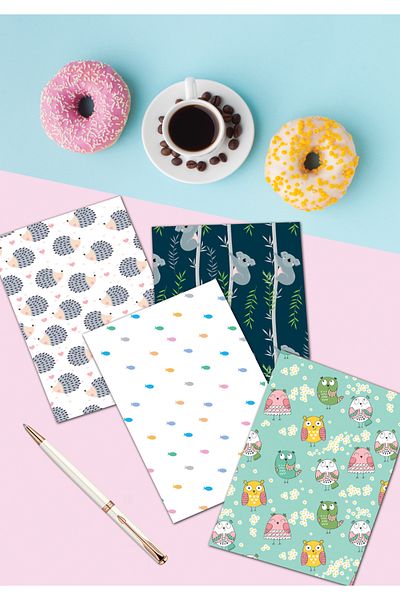 Fly Notes Set de 4 caiete cu rigle 13 X 20 cm 64 pagini Caiet de școală Caiet de memorie Caiet de cadou Seria Cool