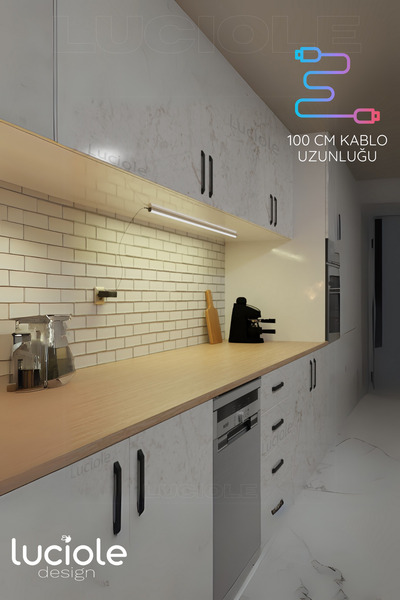 luciole Mutfak tezgah altı  led ışık bar  aç kapa günışığı yapışkanlı 1 metre - lambader gun4