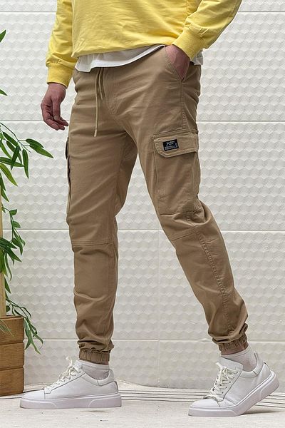 WAFRA Ανδρικό ελαστικό στη μέση Lycra Cargo Pocket Gabardine Pantalon