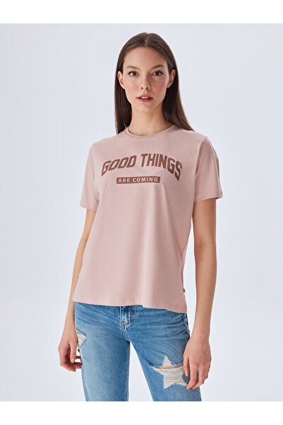 Ltb Slogan Baskılı Pembe T-shırt