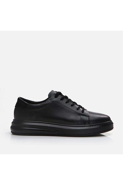Yaya by Hotiç Schwarze Herren-Freizeitschuhe aus echtem Leder
