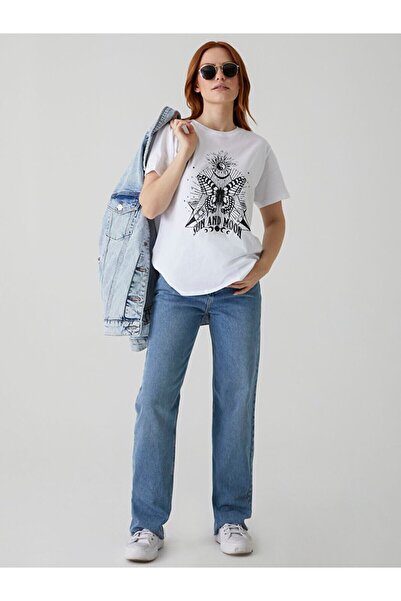 Ltb Grafik Baskılı Beyaz T-shırt