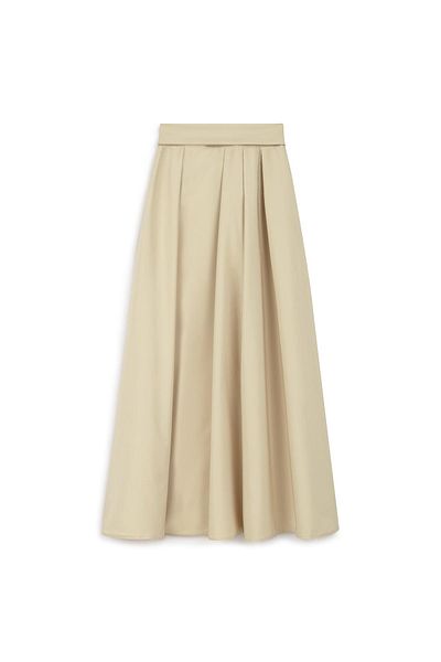 praye Stone Colored Pleated Skirt with Tie Waist