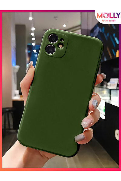 Molly Technology حافظة سيليكون مخملية ذات زاوية مربعة باللون الأخضر الزيتوني ...