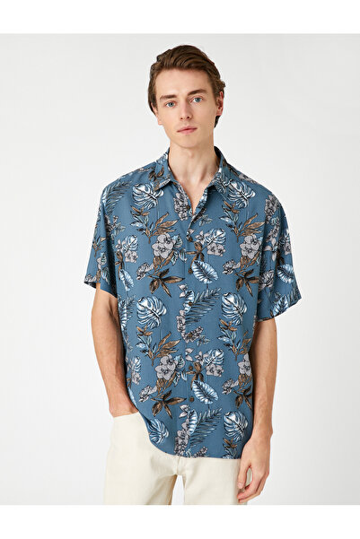 Koton Καλοκαιρινό πουκάμισο Floral κοντομάνικο Κλασικό γιακά