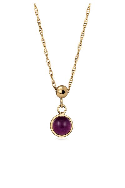 ELLI Damen-Halskette mit rotem Granat-Cabochon-Schliff – Strass, Kettenglied, 925er Sterlingsilber