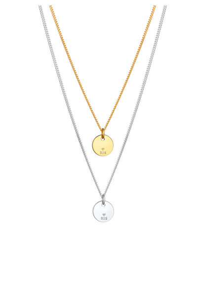 ELLI Dámský náhrdelník s přívěskem, 2 vrstvy, ze sterlingového stříbra 925