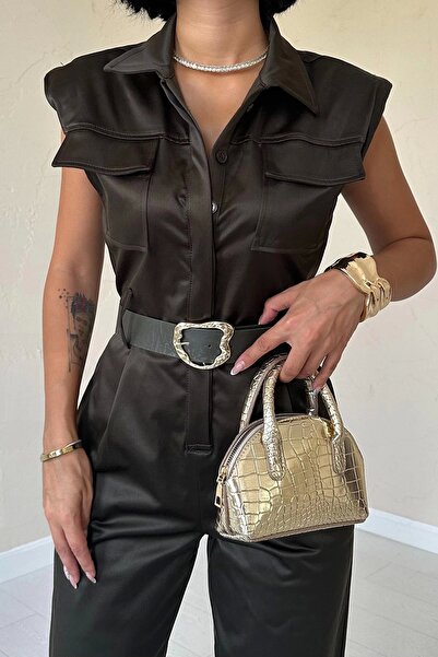 HELİS BUTİK Ολόσωμη φόρμα με ζώνη χακί