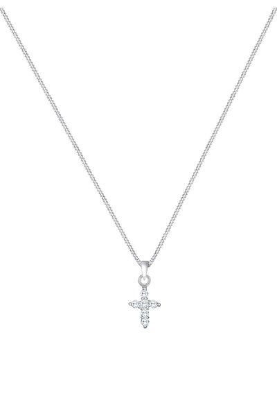 ELLI Halskette Damen Kreuz Anhänger Elegant mit Zirkonia Kristallen in 925 Sterling Silber