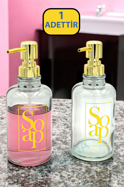 Roslina Tekli 400 ml Dekoratif Tezgah Üstü Cam Sıvı Sabunluk | Banyo Mutfak L...