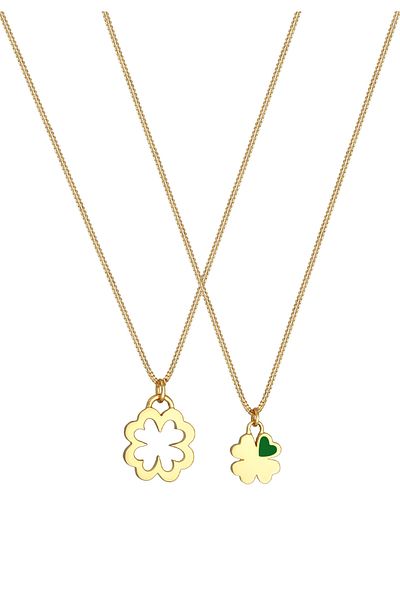 ELLI Necklace Ladies Mother Child Set Shamrock Pendant In 925 Sterling Silver