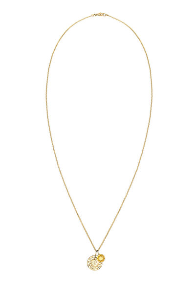 ELLI Dámský náhrdelník s přívěskem, talisman Om Harmony s citrínem žluté barvy ze sterlingového stříbra 925 a zlata