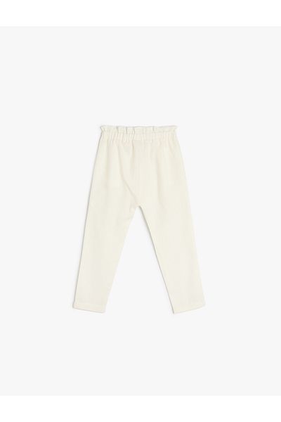 Koton Linen Blended Bow Trousers - Pocket Detail and Elastic Waist