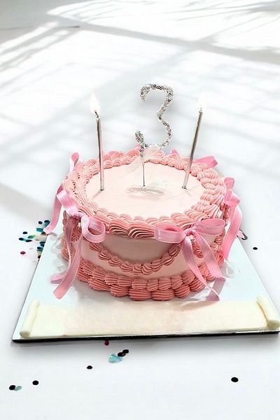 COOLMINIES 3 Years Old Sequin Cake Decoration - Silver