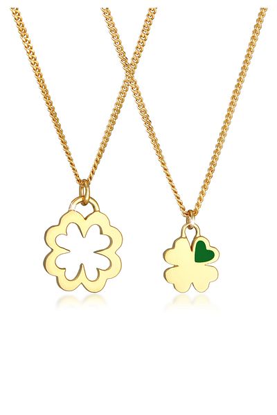 ELLI Necklace Ladies Mother Child Set Shamrock Pendant In 925 Sterling Silver