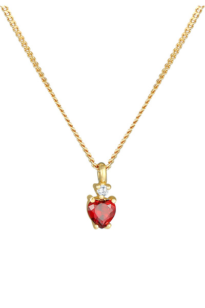 ELLI Halskette Damen Herz Anhänger Love Bond Rot mit Kristallen in 925 Sterling Silber vergoldet