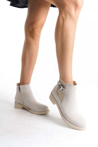 BZ Moda GABRIELLA Orthopedic Suede Γυναικείες Μπότες - Φερμουάρ, Ψυχρό και Αδιάβροχο, Κρέμα KT με τακούνι