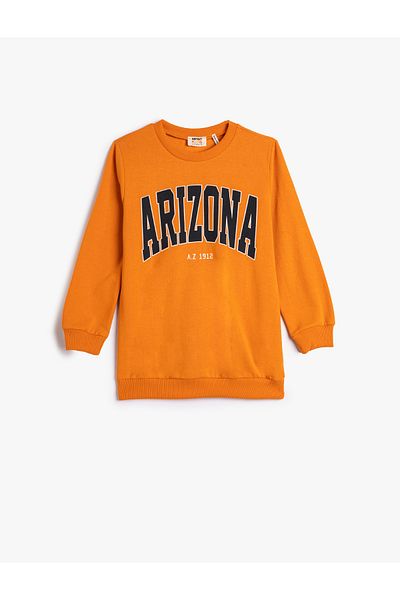 Koton Sweatshirt Arizona Printed Ruffled Crew Neck