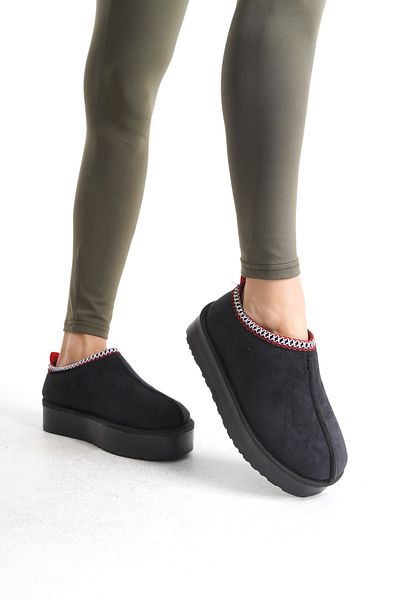 BZ Moda Γυναικείες μπότες GENEVIEVE Black Suede - Laceless, Furry, Thick Sole ST
